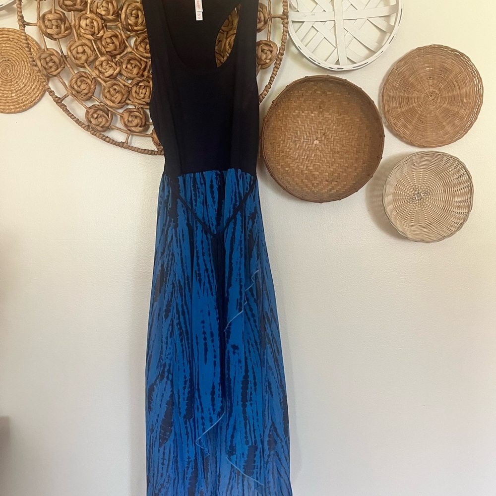 Xhilaration Black and Blue Asymmetrical Halter Sundress